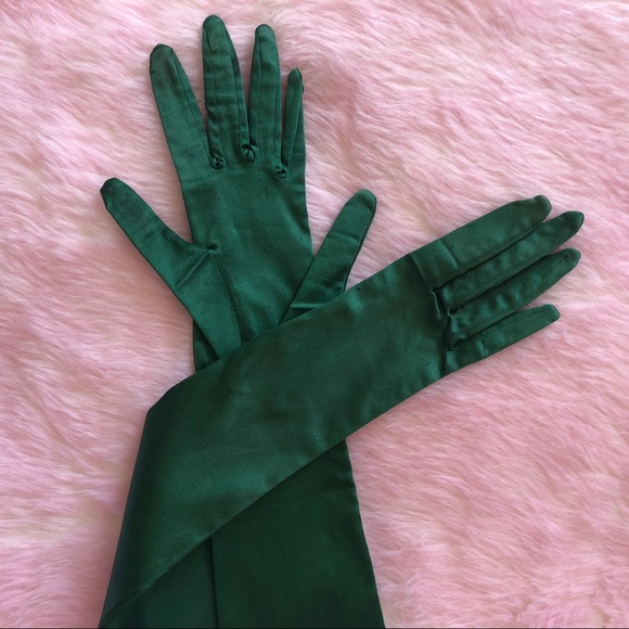 Vintage Emerald Green Goddess Gloves - Picture 1 of 3